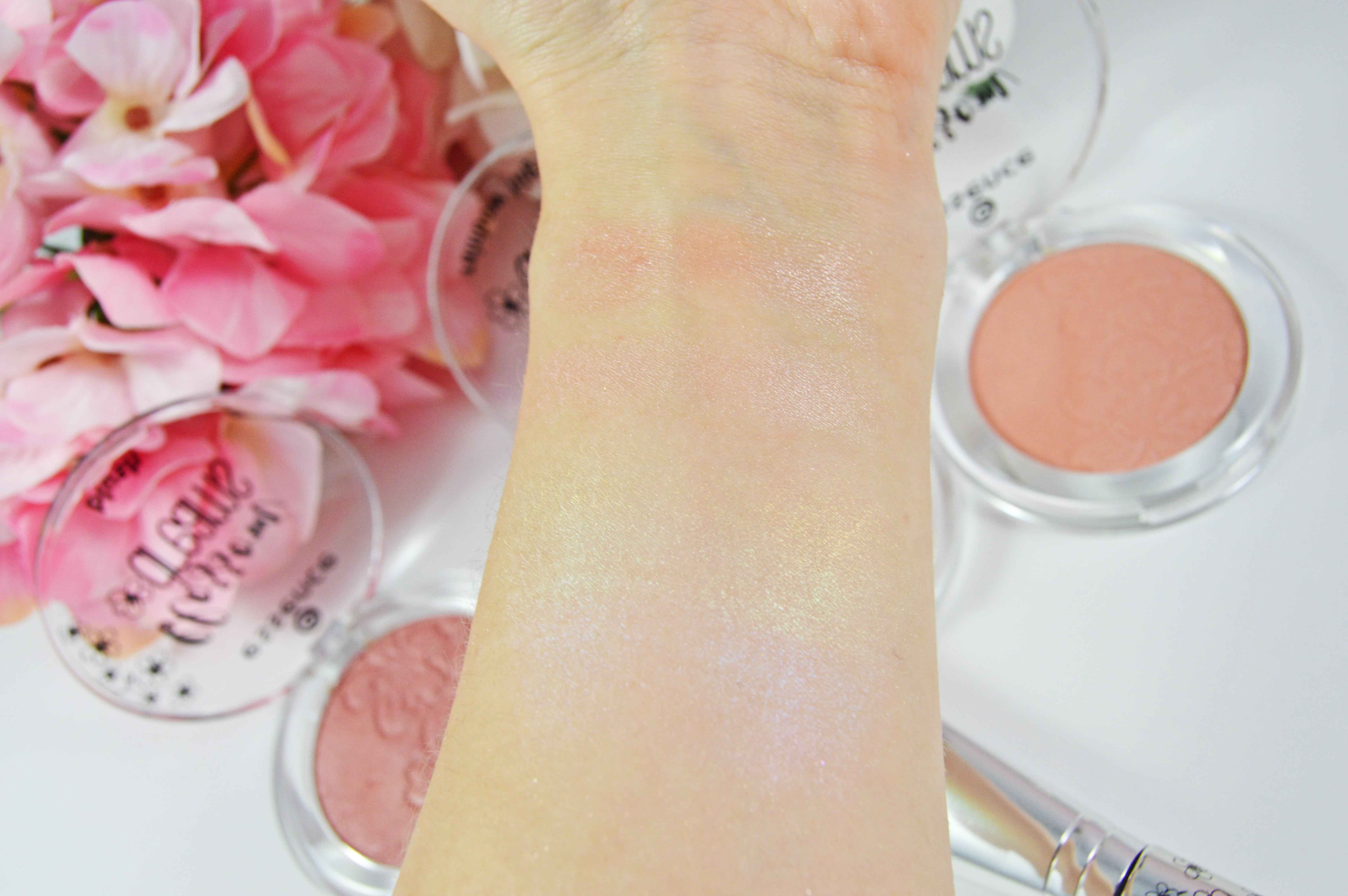 Essence blossom dreams swatches highlighter blushes