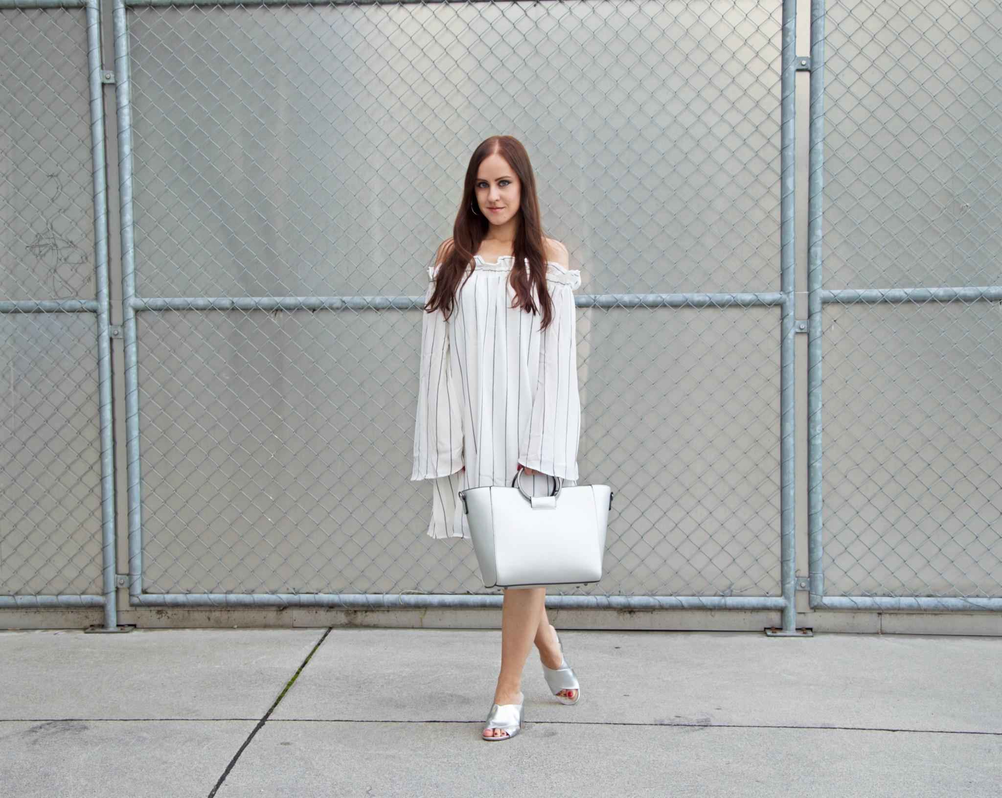 Off-Shoulder Dress and Mules